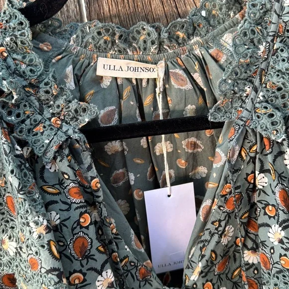 Ulla Johnson Floral Lace Ruffle Blouse - Teal and Orange nwt - Picture 2 of 4